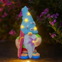 Richie Womens Gifts Solar Garden Outdoor Statues Gnome With Surfboard And 5 Led Lights Unique Housewarming Gifts Lawn Decor St