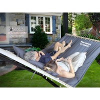 Gocan Quilted Fabric Double Hammock Wont Flip With Stand And Spreader Bars Safer And Sturdier Quality Hammocks For Outdoor Indo