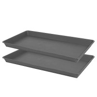 Vuwez 2 Pack Plant Saucer Tray Rectangular Plant Saucers For Indoors Heavy Sturdy Plastic Plant Drainage Trays Plant Drip Tra