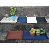 Vuwez 2 Pack Plant Saucer Tray Rectangular Plant Saucers For Indoors Heavy Sturdy Plastic Plant Drainage Trays Plant Drip Tra