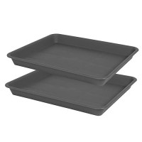 Vuwez 2 Pack Plant Saucer Tray Rectangular Plant Saucers For Indoors Heavy Sturdy Plastic Plant Drainage Trays Plant Drip Tra