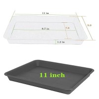 Vuwez 2 Pack Plant Saucer Tray Rectangular Plant Saucers For Indoors Heavy Sturdy Plastic Plant Drainage Trays Plant Drip Tra