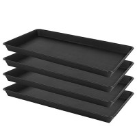 Vuwez 4 Pack Plant Saucer Tray Rectangular Plant Saucers For Indoors Heavy Sturdy Plastic Plant Drainage Trays Plant Drip Tra