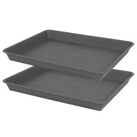 Vuwez 2 Pack Plant Saucer Tray Rectangular Plant Saucers For Indoors Heavy Sturdy Plastic Plant Drainage Trays Plant Drip Tra