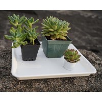 Vuwez 4 Pack Plant Saucer Tray Rectangular Plant Saucers For Indoors Heavy Sturdy Plastic Plant Drainage Trays Plant Drip Tra