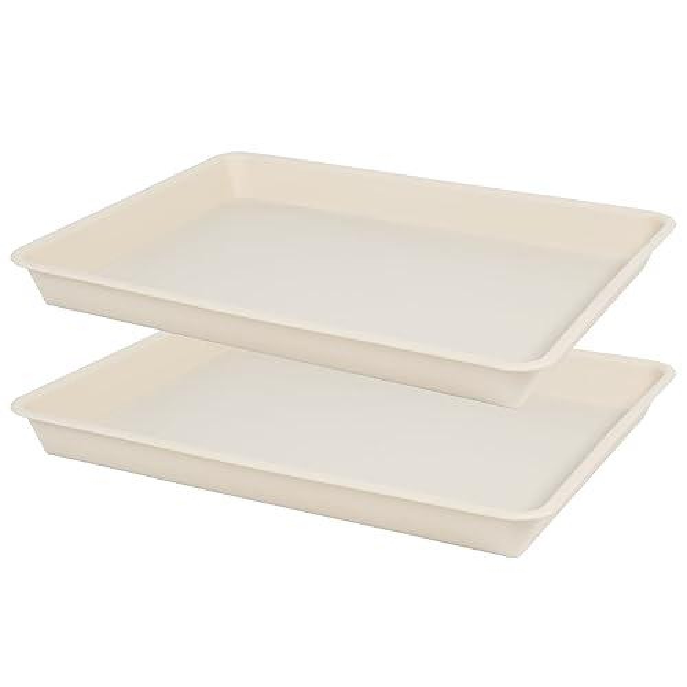 Vuwez 2 Pack Plant Saucer Tray Rectangular Plant Saucers For Indoors Heavy Sturdy Plastic Plant Drainage Trays Plant Drip Tra