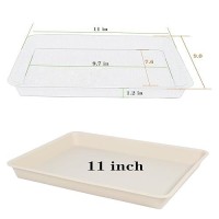 Vuwez 2 Pack Plant Saucer Tray Rectangular Plant Saucers For Indoors Heavy Sturdy Plastic Plant Drainage Trays Plant Drip Tra