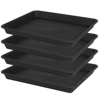 Vuwez 4 Pack Plant Saucer Tray Rectangular Plant Saucers For Indoors Heavy Sturdy Plastic Plant Drainage Trays Plant Drip Tra