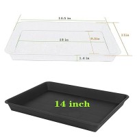 Vuwez 4 Pack Plant Saucer Tray Rectangular Plant Saucers For Indoors Heavy Sturdy Plastic Plant Drainage Trays Plant Drip Tra