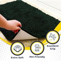 Muddy Mat Shown On Tv Highly Absorbent Microfiber Dog Door Mat And Pet Rug Non Slip Thick Washable Area And Bath Mat Soft Chenille For Kitchen Bathroom Bedroom And Indoor - Dark Green Xxxl 72