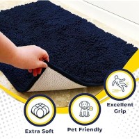 Muddy Mat Shown On Tv Highly Absorbent Microfiber Dog Door Mat And Pet Rug Non Slip Thick Washable Area And Bath Mat Soft Chenille For Kitchen Bathroom Bedroom And Indoor - Navy Blue Xxl 60