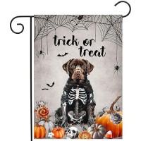 Halloween Chocolate Lab Garden Flag Trick Or Treat Yard Flag Ghost Labrador Dog Garden Flags For Outside 12X18 Double Sided Mini