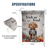 Halloween Golden Doodle Garden Flag Trick Or Treat Yard Flag Ghost Dog Garden Flags For Outside 12X18 Double Sided Small Dachshu