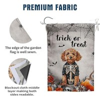 Halloween Golden Doodle Garden Flag Trick Or Treat Yard Flag Ghost Dog Garden Flags For Outside 12X18 Double Sided Small Dachshu