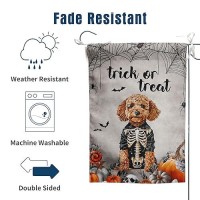 Halloween Golden Doodle Garden Flag Trick Or Treat Yard Flag Ghost Dog Garden Flags For Outside 12X18 Double Sided Small Dachshu