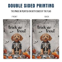 Halloween Golden Doodle Garden Flag Trick Or Treat Yard Flag Ghost Dog Garden Flags For Outside 12X18 Double Sided Small Dachshu