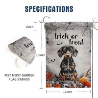 Halloween Dachshund Garden Flag Trick Or Treat Yard Flag Ghost Dog Garden Flags For Outside 12X18 Double Sided Small Dachshund S