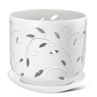 Efispss Orchid Pots With Holes 7 Inch Orchid Pots With Drainage Holes And Tray Indoor Or Outdoor Ceramic Flower Pot For Orchid