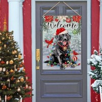 Covido Welcome Christmas Black Labrador Dog Decorative House Flag Xmas Winter Pet Cardinal Garden Yard Outside Decorations Dog