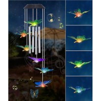 Nacome Solar Wind Chimes For Outside: Memorial Wind Bell Tubes Birthday Gifts For Mom Mother Grandma Women Christmas Yard Garden Decor Indoor/Outdoor(Butterfly)