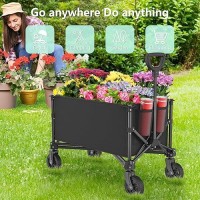 Collapsible Wagon Cart Foldable With 250Lbs Weight Capacity 120L Utility Grocery Shopping Cart With Wheels Lightweight Portabl