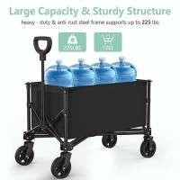 Collapsible Wagon Cart Foldable With 250Lbs Weight Capacity 120L Utility Grocery Shopping Cart With Wheels Lightweight Portabl