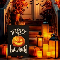 Cryfox Happy Halloween Pumpkin Garden Flags 12 X 18 Inch Double Sided Black Scary Pumpkin Lanterns Yard Garden Flag Outdoor Hall