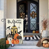 Baccessor Happy Halloween Small Garden Flag Spooky 12.5 X 18 Inch Double Sided Burlap Spooky Pumpkin Patch Hands Grabbing Lantern Yard Flag Holiday Seasonal Outdoor Outside Decoration