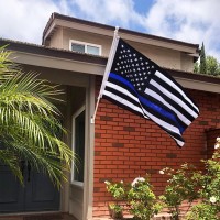 Homissor Thin Blue Line Flags 5X8 Outdoor Made In Usa Embroidered Stars Police Flag Heavy Duty Back The Blue Flag Stripe Blue