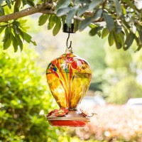 Laelvish Garden 2 Packs Hummingbird Feeder For Outdoors Hanging Ant And Bee Proof 34Oz 32Oz Hand Blown Glass Hummingbird Feeder