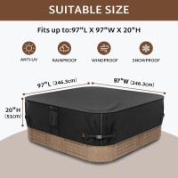 Ibirdie Outdoor Waterproof And Weatherproof Hot Tub Cover 97 X 97 Inch Fit 96 X 96 Or 95 X 95 Square Spa 600D Heavy Duty Cover P