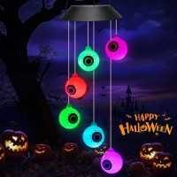 Winzwon Halloween Decorations Outside Solar Outdoor Lights Waterproof Eyeballs Wind Chimes For Party Yard Porch Patio Home Windo