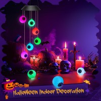 Winzwon Halloween Decorations Outside Solar Outdoor Lights Waterproof Eyeballs Wind Chimes For Party Yard Porch Patio Home Windo