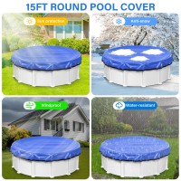 15Ft Round Winter Pool Cover 420D Extra Thick Above Ground Pool Cover Cold Above Ground Pool Protection With Winch And Cable Roy