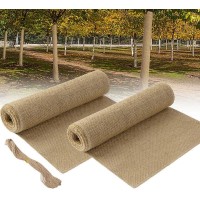 2 Rolls Natural Burlap Tree Wrap Rolls 10In X 10Ft Burlap Fabric Tree Trunk Protector Burlap Plants Wrap Bandage With Ropes F