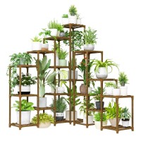 Bamworld Corner Plant Stand Indoor Large Plant Shelf Tall Outdoor Plant Holder Wood For Multiple Plants Hanging Plant Rack For L