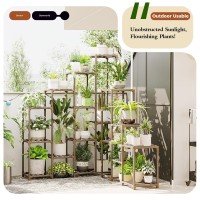 Bamworld Corner Plant Stand Indoor Large Plant Shelf Tall Outdoor Plant Holder Wood For Multiple Plants Hanging Plant Rack For L