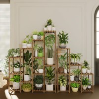 Bamworld Corner Plant Stand Indoor Large Plant Shelf Tall Outdoor Plant Holder Wood For Multiple Plants Hanging Plant Rack For L