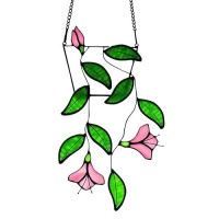 Lcensp Fake Plants Flower Stained Glass Window Hanging Artificial Plants Sun Catchers Indoor Window Stain Glass Suncatcher For