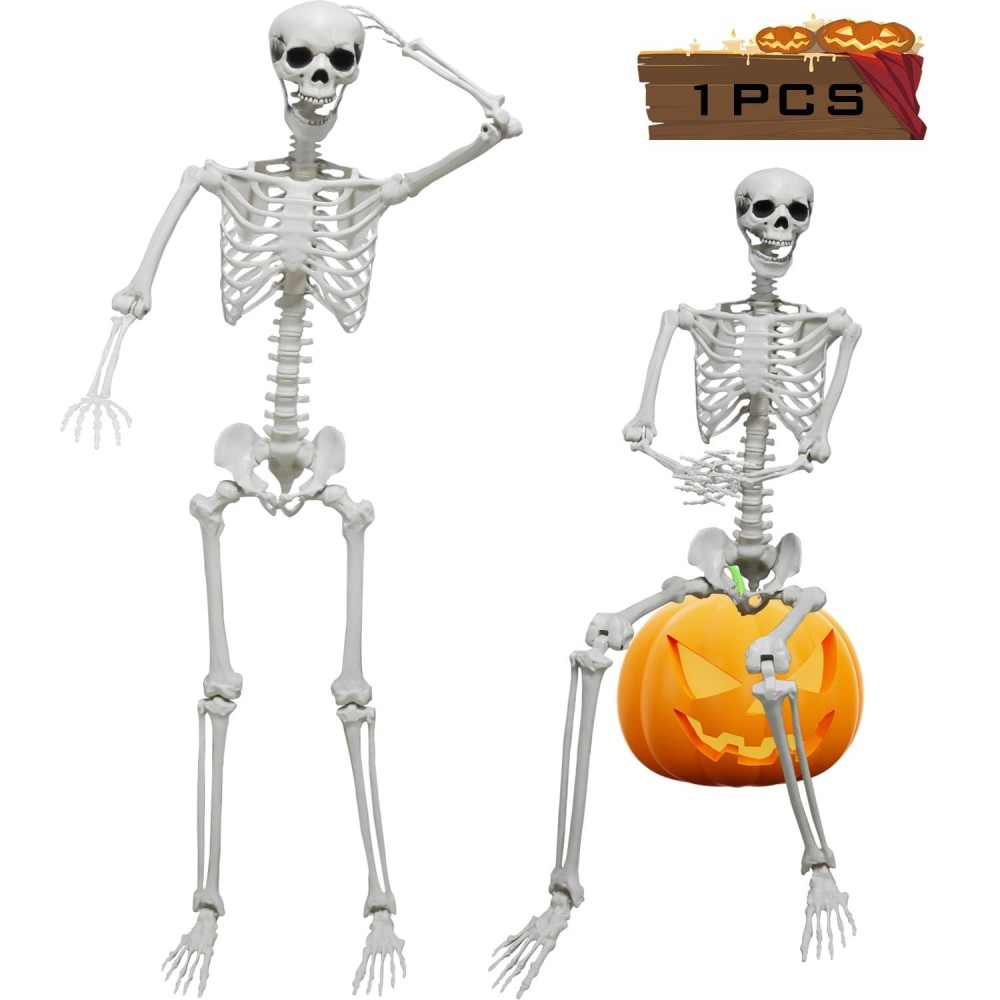 59Ft180Cm Halloween Skeleton Life Size Skeleton Halloween Realistic Full Body Bones With Movable Joints For Halloween Party H