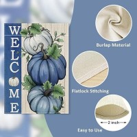 Covido Welcome Fall Pumpkin Decorative Garden Flag Autumn Blue White Pumpkin Farmhouse Yard Outside Decorations Thanksgiving R