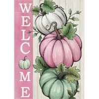 Covido Welcome Fall Pumpkins Decorative Garden Flag Autumn Pink White Teal Pumpkin Farmhouse Yard Outside Decorations Thanksgi