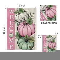 Covido Welcome Fall Pumpkins Decorative Garden Flag Autumn Pink White Teal Pumpkin Farmhouse Yard Outside Decorations Thanksgi