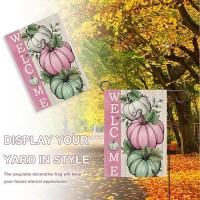 Covido Welcome Fall Pumpkins Decorative Garden Flag Autumn Pink White Teal Pumpkin Farmhouse Yard Outside Decorations Thanksgi