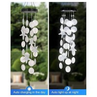 Solar Wind Chimes Decorative Lights For Outside Shells Lights Gifts For Mom Grandma Women Wife Girls Solar Hanging Lights For H