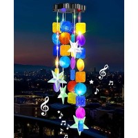 Solar Wind Chimes Decorative Lights For Outside Shells Lights Gifts For Mom Grandma Women Wife Girls Solar Hanging Lights For H