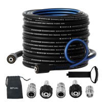 Pressure Washer Hose 100Ft 14 Kink Resistant Black And Blue M22 14Mm Fittings 38 Quick Connect Kit Power Washer Hose Ex