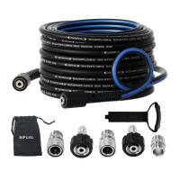 Pressure Washer Hose 50Ft 14 Kink Resistant Black And Blue M22 14Mm Fittings 38 Quick Connect Kit Power Washer Hose Ext