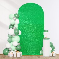 Arch Backdrop Covers Green Round Top Arch Covers 72Ft Sparkly Fabric Spandex Fitted Covers For Birthday Bridal Shower Party Dec