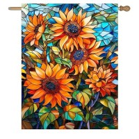 Fall Sunflower Garden Flag Autumn House Flags 28X40 Double Sided Large Thanksgiving Outdoor Flag For Outside Stained Glass Flora